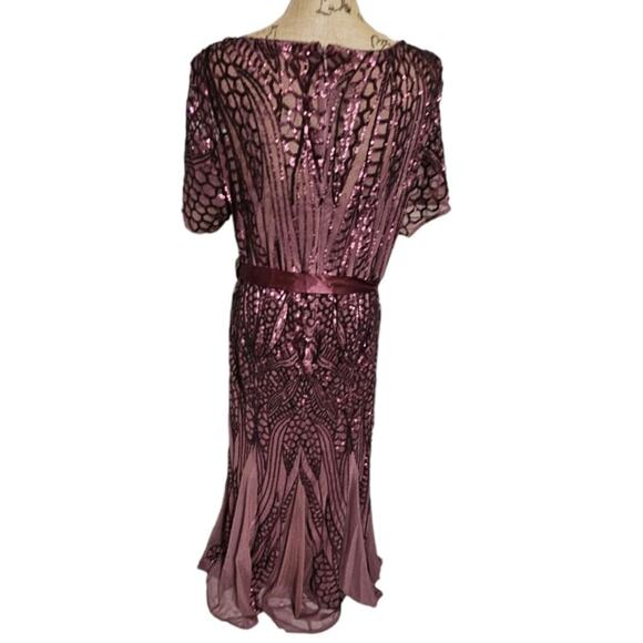 R&M Richards Womens Plus Size Plum Evening Gown Embellished Pleated Dress 22 16 - Picture 5 of 10